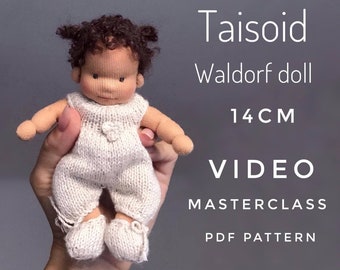 Waldorf Doll PDF Pattern + Video Tutorial Small play Waldorf doll 14 cm Video making waldorf doll 5,5" INSTANT DOWNLOAD Taisoid