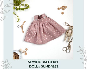Sundress for a Waldorf doll 14&quot; Sewing pattern PDF master class Small play doll Making dress for waldorf doll INSTANT DOWNLOAD Taisoid