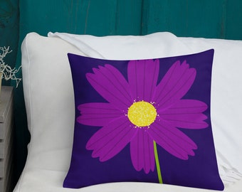 Purple Cosmos Flower Pillow