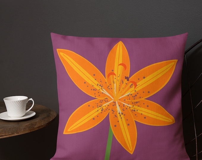 Orange Stargazer Throw Pillow