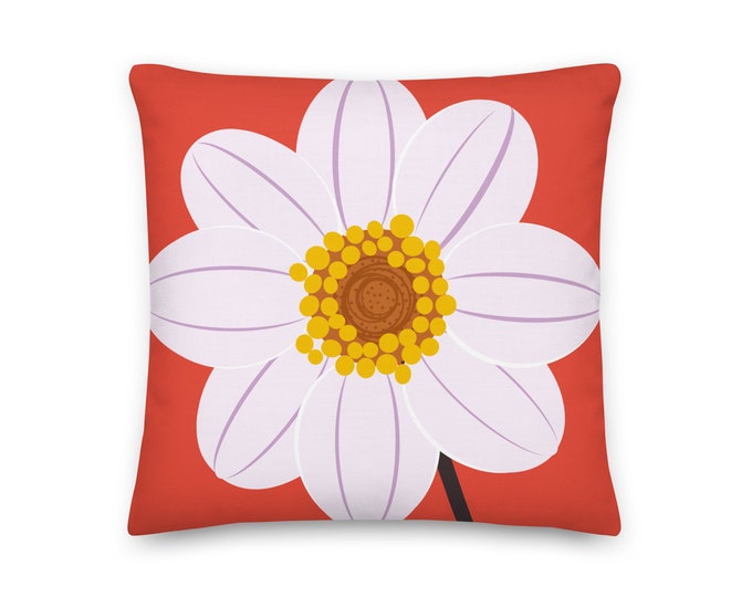 Happy Pink Dahlia Throw Pillow