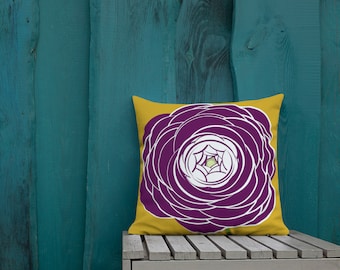 Deep Purple Ranunculus Throw Pillow