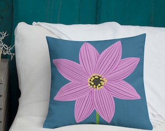 Magenta Star Dahlia Pillow