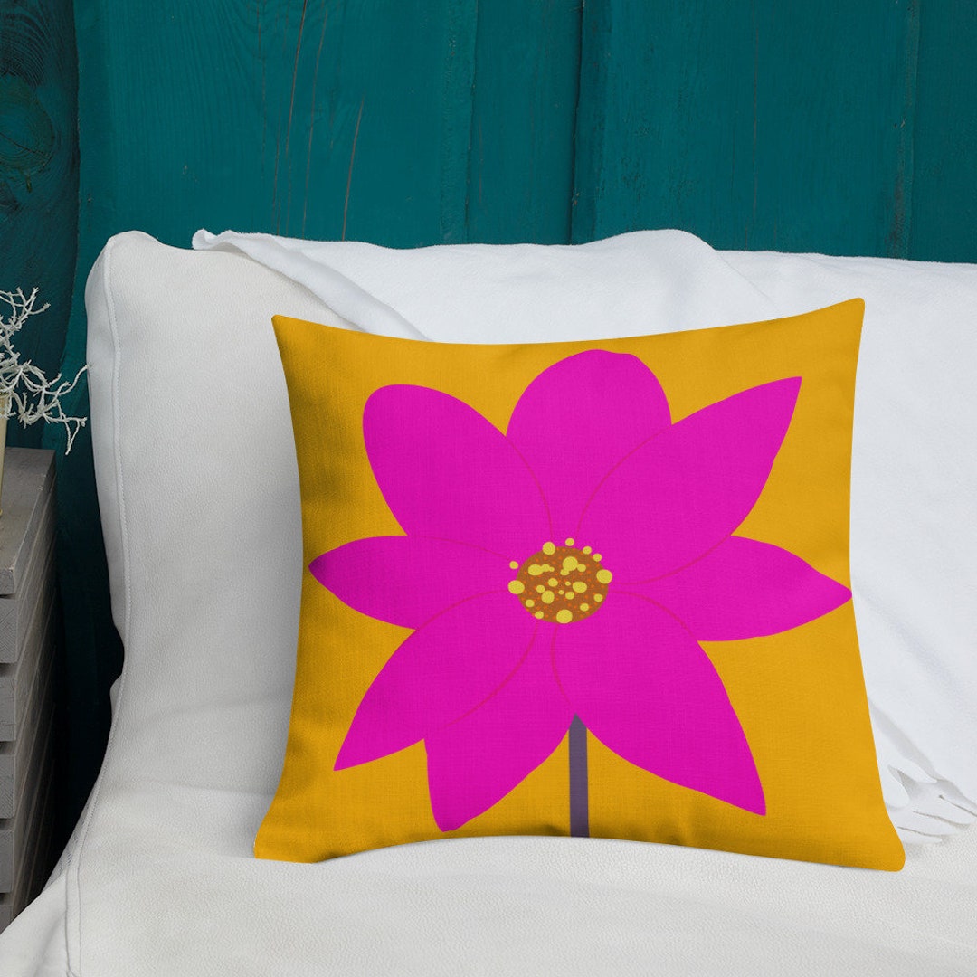 Bright Pink Flower Pillow Etsy