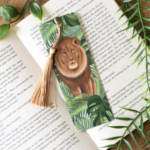 ライオンのブックマーク、大型猫と植物