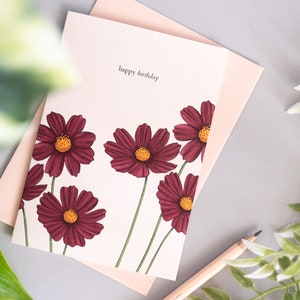 コスモスの花のハッピーバースデー花カード