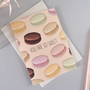 Carte de macaron français You Are Sweet pour remerciement, anniversaire, Saint-Valentin
