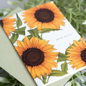 Carte florale vous êtes incroyable tournesol pour la fête des mères, merci
