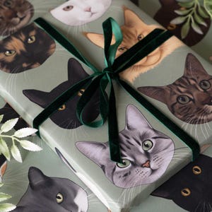 Cats Pattern Green Wrapping Paper