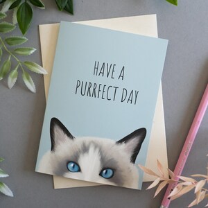 Carte Purrfect Day Ragdoll Cat pour anniversaire, bonne chance,