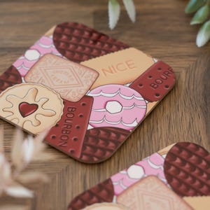 British Biscuits Coaster, Custard Cream, Jammie Dodger, Bourbon, Digestive