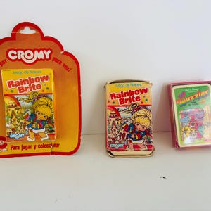 Vintage Rainbow Brite, Erdbeerkuchen & Wuzzles Kartenspiel aus den 1980er Jahren von Cromy Argentina – Retro