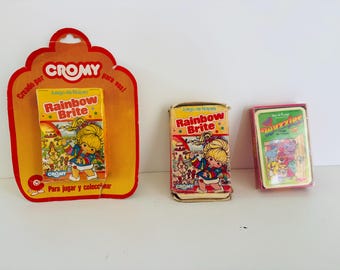 Vintage 1980s Rainbow Brite & Wuzzles Card Game Lot by Cromy Argentina – Retro Collectible Playing Cards Set with Display Card