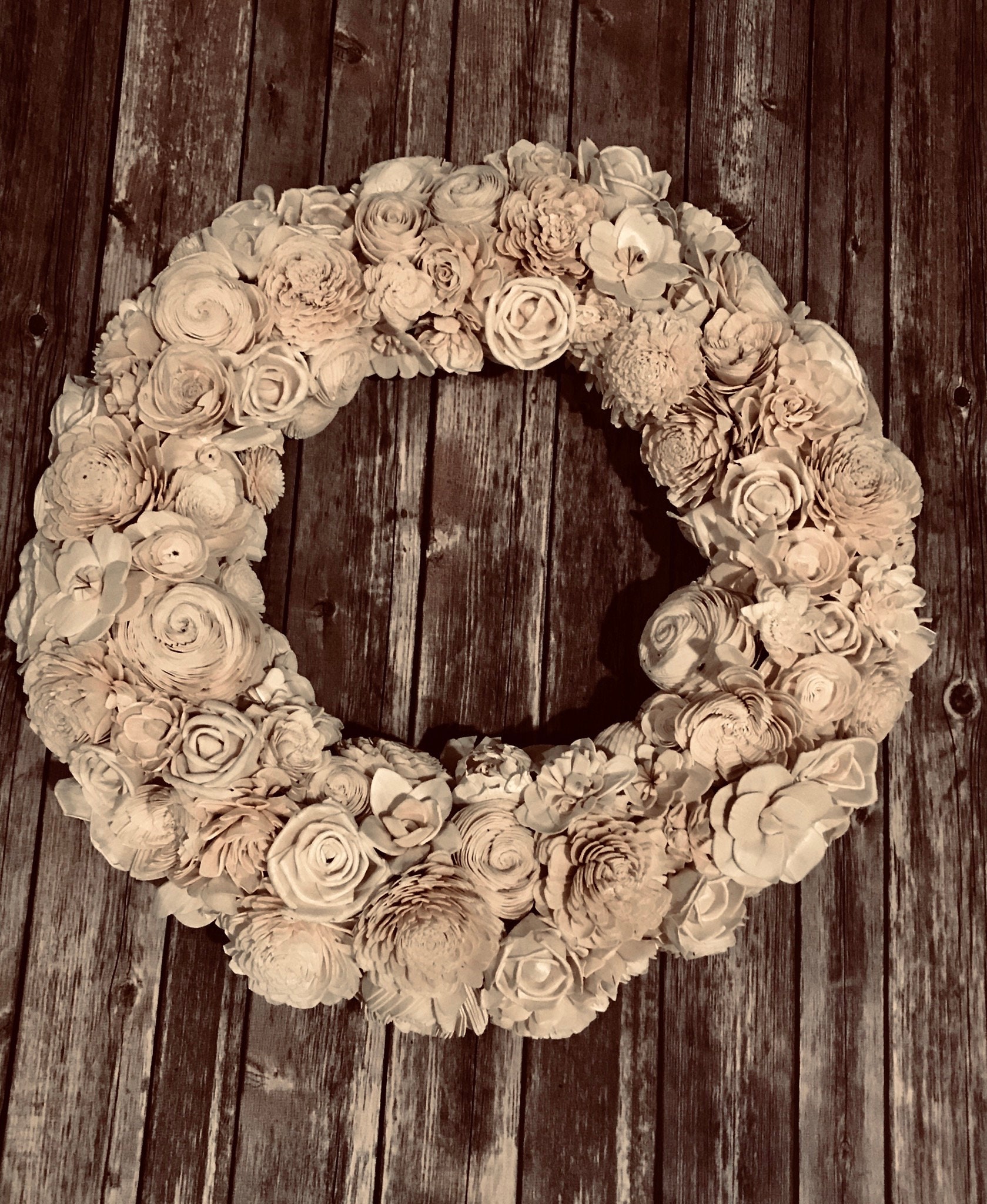 Sola Wood Flowers Wreath/Sola Flowers/Farmhouse Wreath/Wedding Etsy