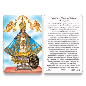 25/Pkg Nuestra Señora de San Juan De Los Lagos Tarjeta De Oración Tamaño Cartera Español