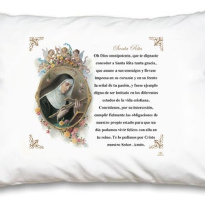 Saint Rita of Cascia Prayer  Pillow Case - Spanish Prayer