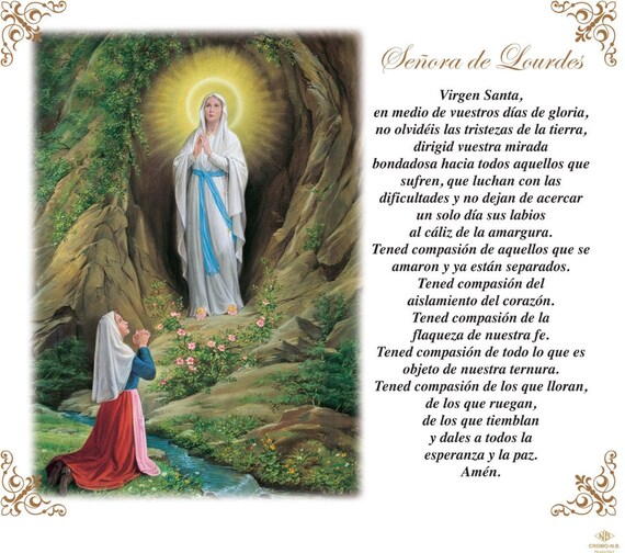 Our Lady of Lourdes Prayer Pillow Case Spanish Prayer Etsy
