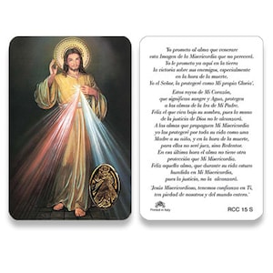 25/Pkg Tarjeta de Oración Tamaño Cartera de la Divina Misericordia en Español