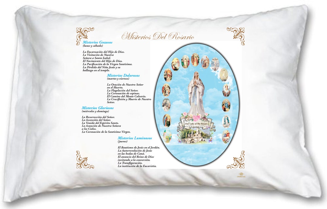 Mysteries of the Rosary Prayer Pillow Case Spanish Prayer Etsy.de