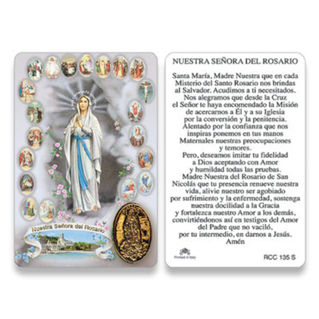 25/pkg Our Lady of the Rosary Wallet Size Prayer Card Spanish 