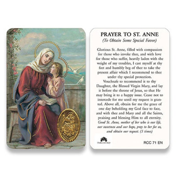 25//PKG SPANISH ST ANNE LAMINATED PRAYER CARDS