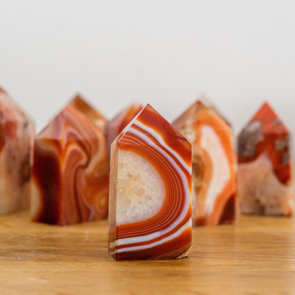 High Quality Druzy Red Carnelian  Agate Towers Obelisks