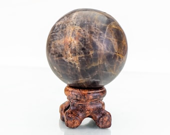 Super shiny Flashy big size 6 cm black Moonstone Sphere/Ball black gemstone, Reiki crystal