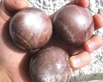 TOP Quality super shiny Flashy pink rare rose gold Mozambique Moonstone with sunstone Sphere/Ball pink gemstone, Reiki crystal