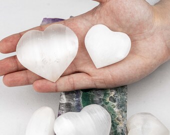 TOP Quality Selenite Hearts, 4.5-6 cm, white gemstone, Reiki crystal