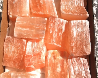 TOP Quality orange raw Selenite chunks, orange gemstone, Reiki crystal