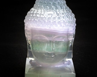 High Quality lavender Fluorite Buddha Head with base