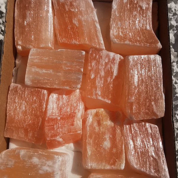 TOP Quality orange raw Selenite chunks, orange gemstone, Reiki crystal