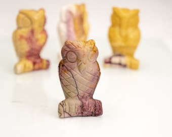 TOP Quality Mookaite Jasper carved Owls red gemstone, Reiki crystal