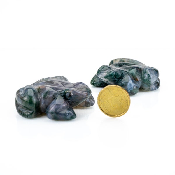 Big Rare,Natural Moss Agate Quartz Frog Carved - Crystal Quartz Animal, Healing and Meditation Reiki Crystal - Gemstone Frog Collection Gift