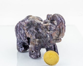TOP Quality Druzy Purple Sphalerite carved Elephant Dark purple gemstone, Reiki crystal