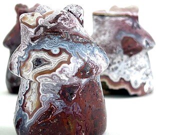 TOP Quality hand picked druzy Mexican Crazy Lace Agate Fairy House Carvings, red gemstone, Reiki crystal