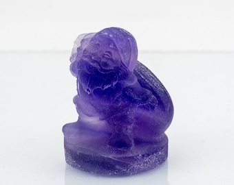Christmas carving Purple Fluorite Santa Claus, green gemstone, Reiki crystal