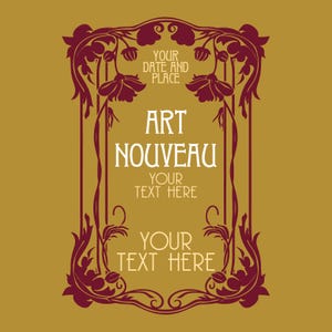 Copertine vettoriali Art Nouveau, clip art Art Nouveau, etichetta vintage Art Nouveau, illustrazione Art Nouveau, PSD, AI, SVG, Art Deco
