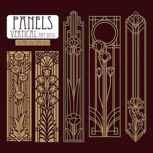 Art Deco Floral Panels SVG PNG | 18 Vintage Botanical Motifs, Geometric Flower Ornaments, Gatsby Clipart