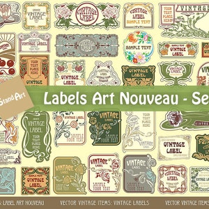 41 Art Nouveau Vector Covers, Art Nouveau clip art, Art Nouveau vintage label, Art Nouveau illustration, EPS, AI, digital sticker, Art Deco