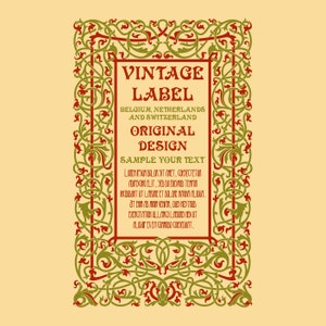 Marco decorativo Art Nouveau, borde floral vintage, marco vectorial PSD SVG PDF, diseño ornamental Jugendstil