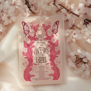 Jugendstil Kirschblüte, Sakura Vektor-Rahmen, Clip Art, Jugendstil Vintage Etikett, PSD, AI, SVG