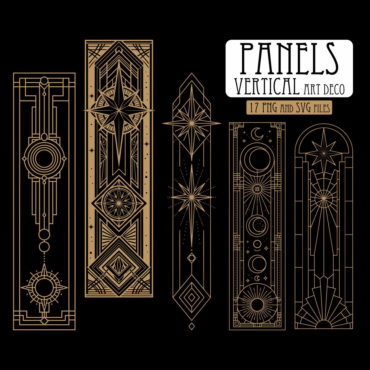 Celestial Art Deco Vertical Panels SVG PNG