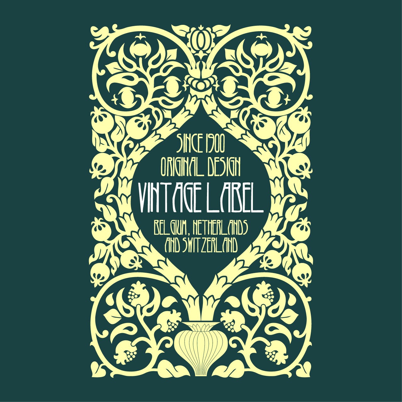 Art Nouveau Monogram Frame, Vintage Floral Border Template