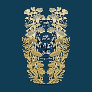 Moldura vetorial de cogumelo Art Nouveau, clip art Art Nouveau, rótulo vintage Art Nouveau, ilustração Art Nouveau, PSD, AI, SVG, Art Deco, capa