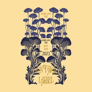 Moldura vetorial de cogumelo Art Nouveau, clip art Art Nouveau, rótulo vintage Art Nouveau, ilustração Art Nouveau, PSD, AI, SVG, Art Deco, capa