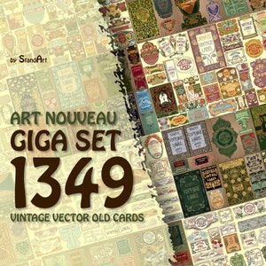 1349 Covers Art Nouveau - giga set, Art Nouveau clip art, Art Nouveau vintage label, Art Nouveau illustration, EPS, AI, digital sticker