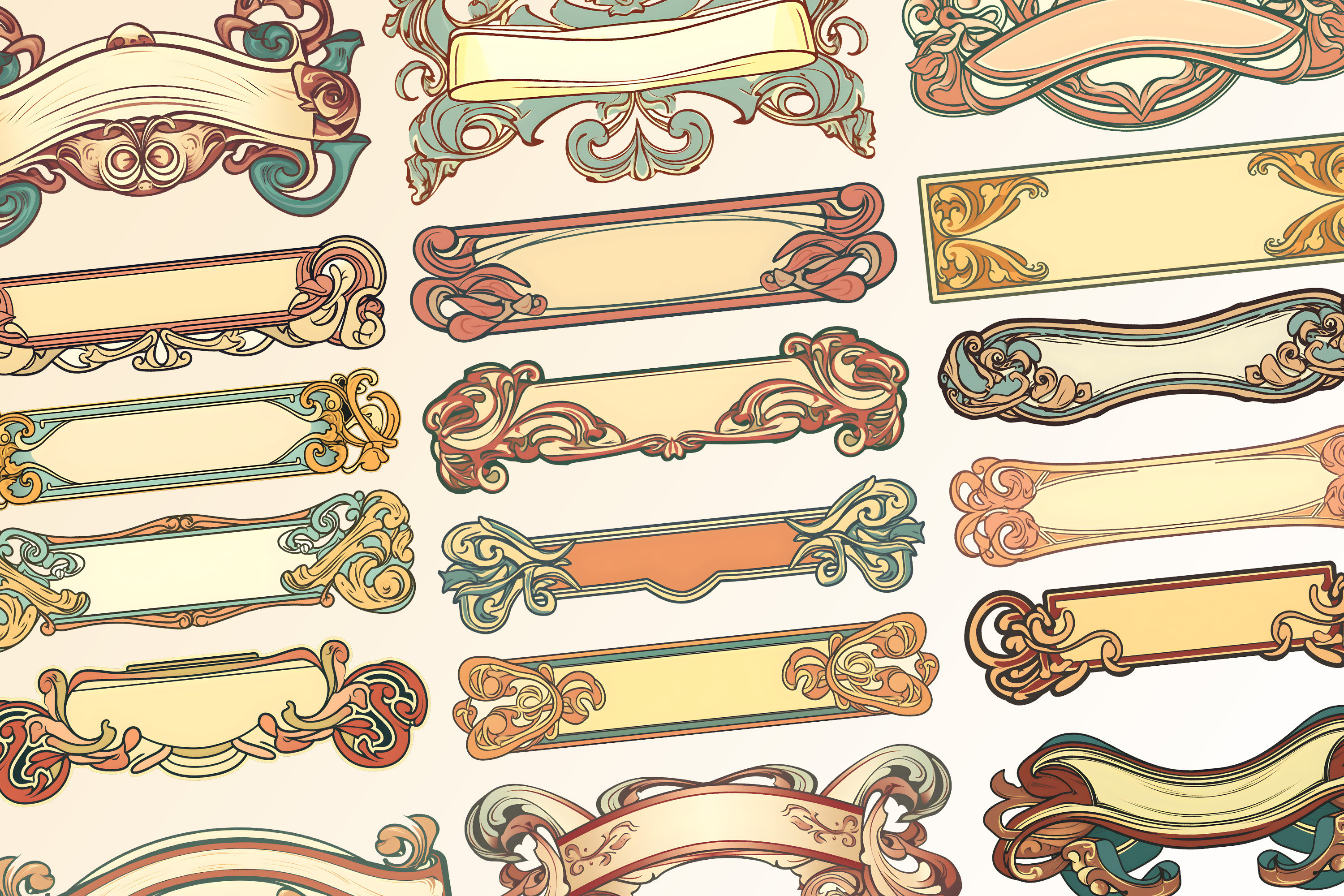 Event Ribbon Design Digital Vintage Ribbons Art Nouveau Style, Design for Your Invitation ...