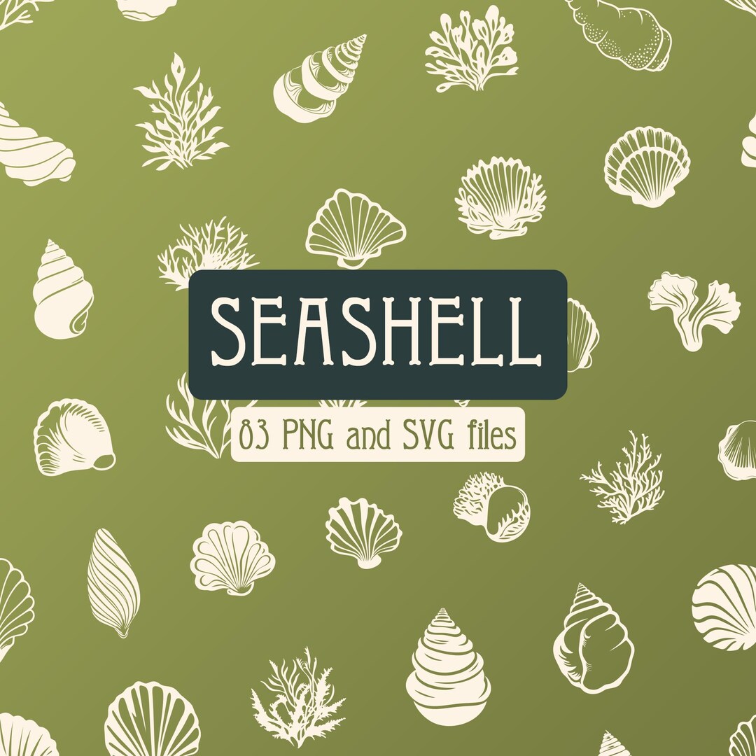 83 PNG & SVG Art Nouveau Shells and Seaweed Set, Vector Illustration ...