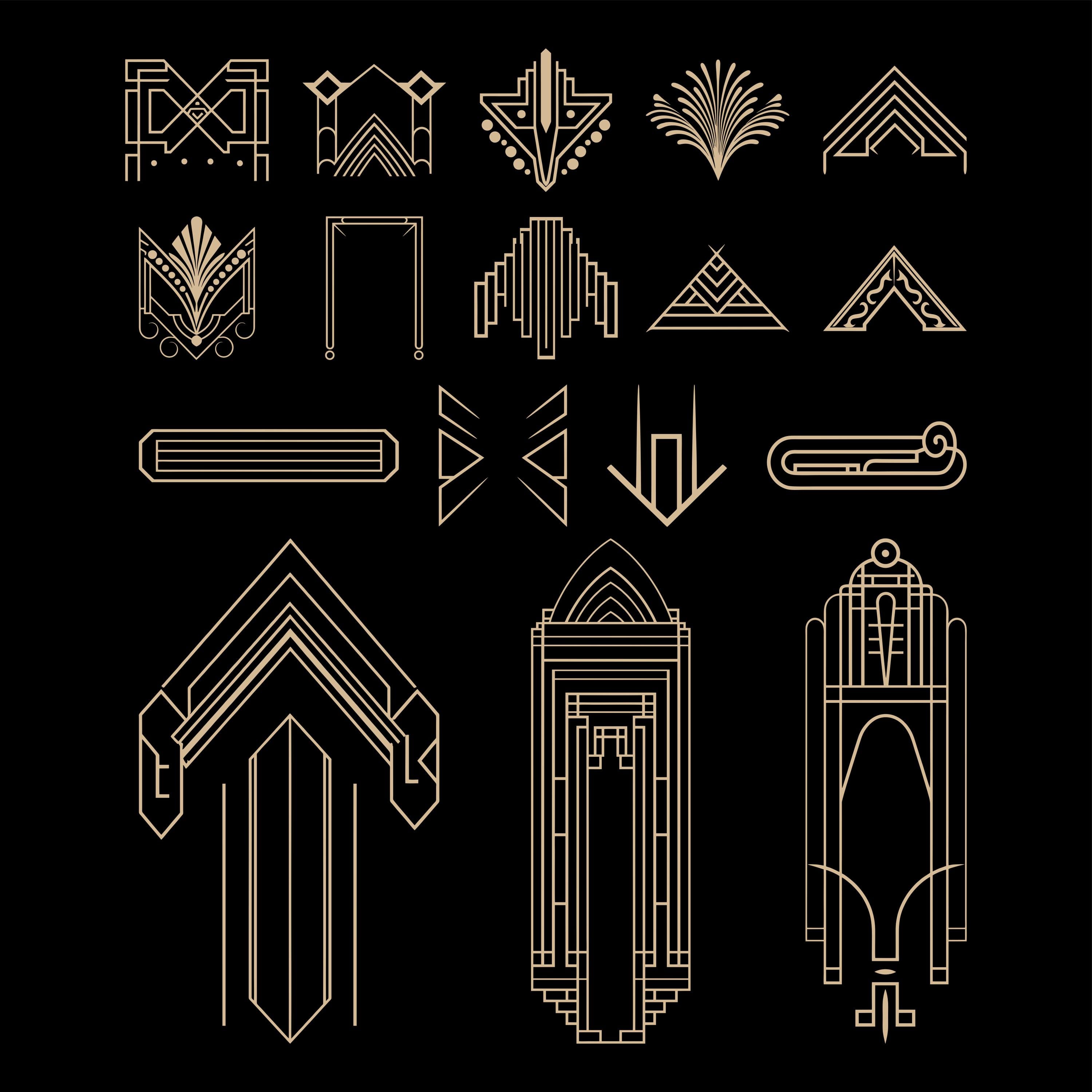 38 Art Deco Corners & Frames – Vintage Vector and PNG Graphic